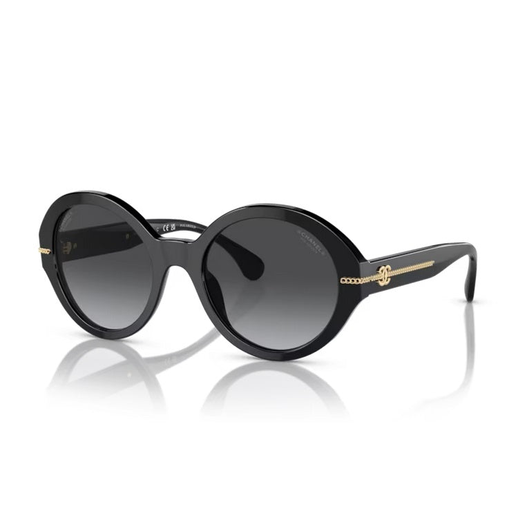 chanel black round sunglasses